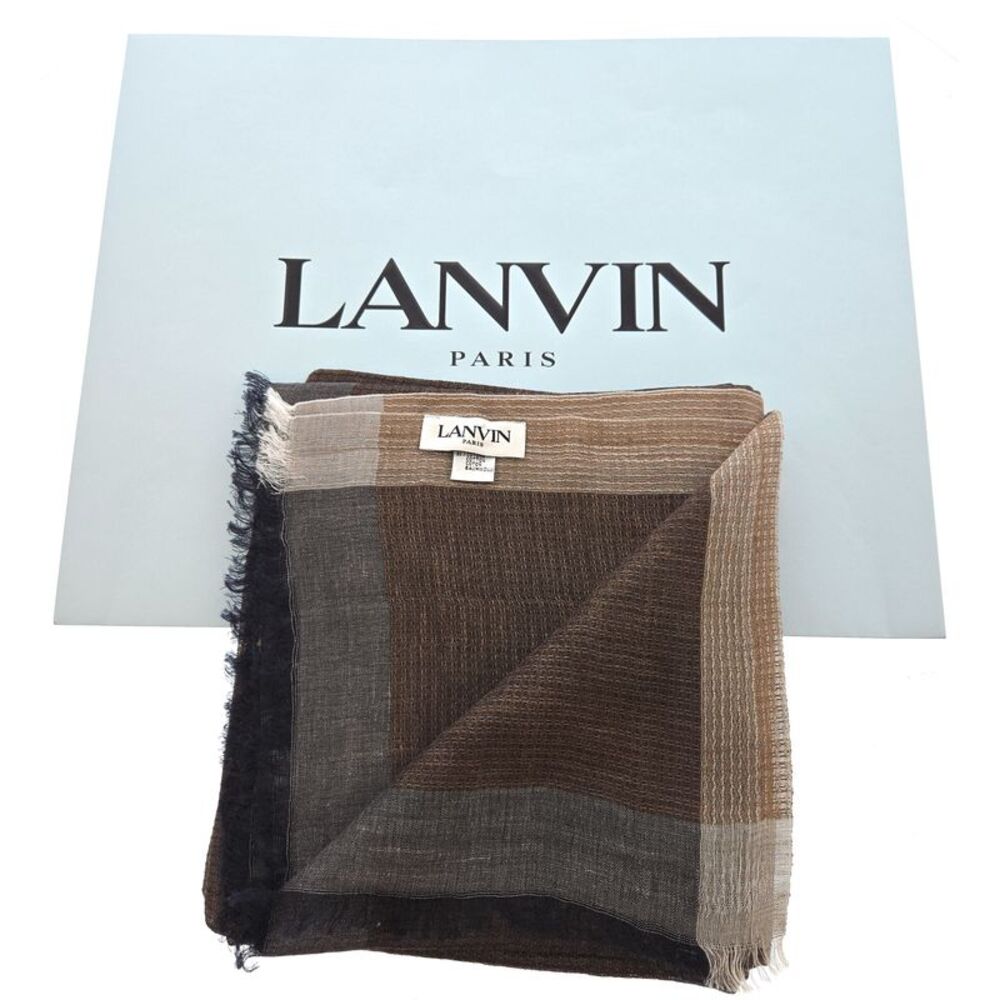 Lanvin Linen-Cotton Blend Scarf – Lightweight Brown Wrap,  Breathable Design - Picture 3 of 4